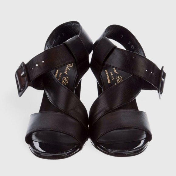 Robert Clergerie Leather Crossover Sandals Heels - Picture 3 of 5